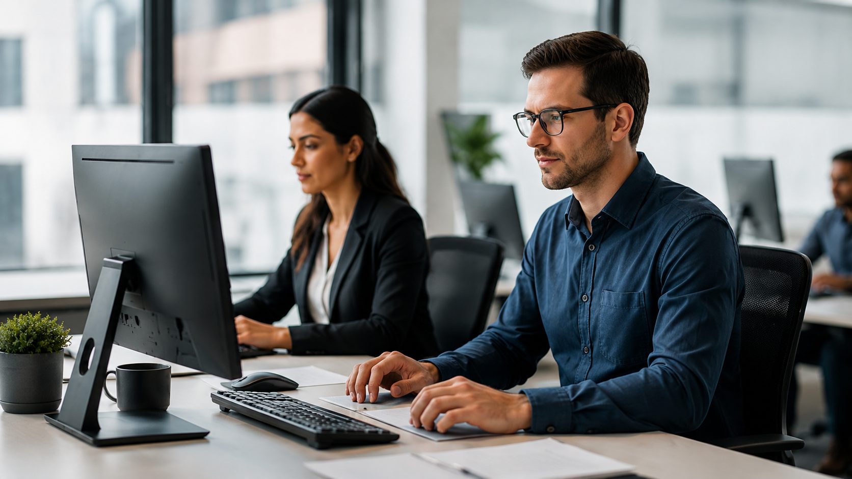 A tax professional reviewing an individual return on screen